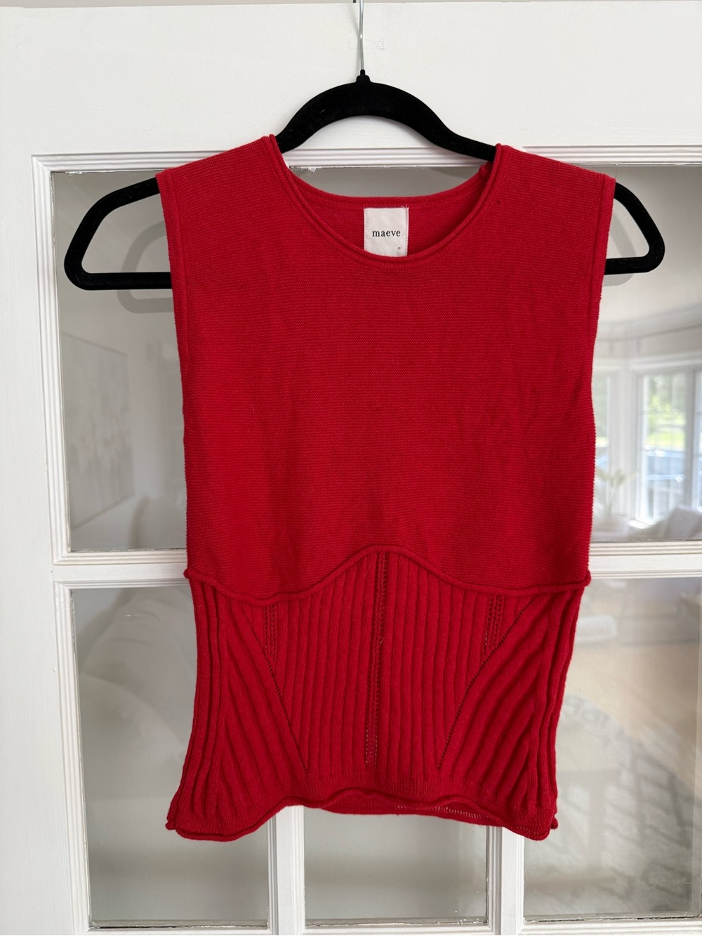Anthropology Maeve Red Sleeveless Knit Tank